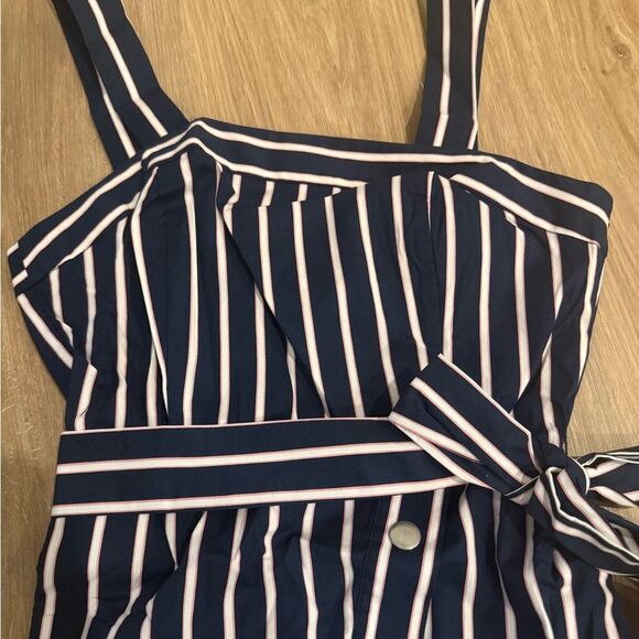 Striped Navy and White Button-Down Dress - Picture 5 of 11